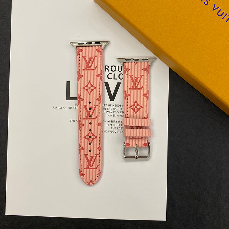 Pink Luxury Monogram Apple Watch Band Big Printing