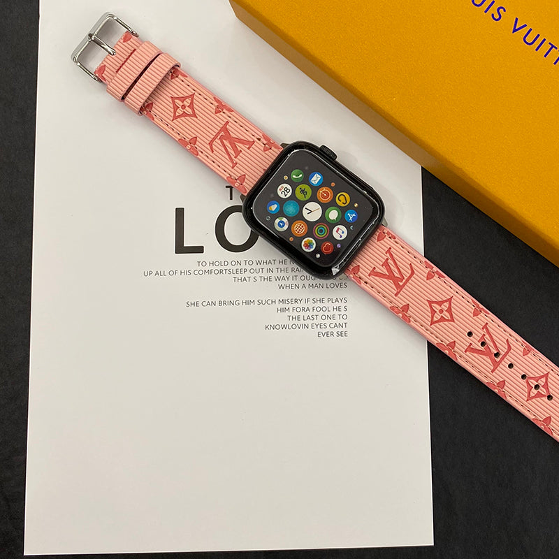 Pink Luxury Monogram Apple Watch Band Big Printing