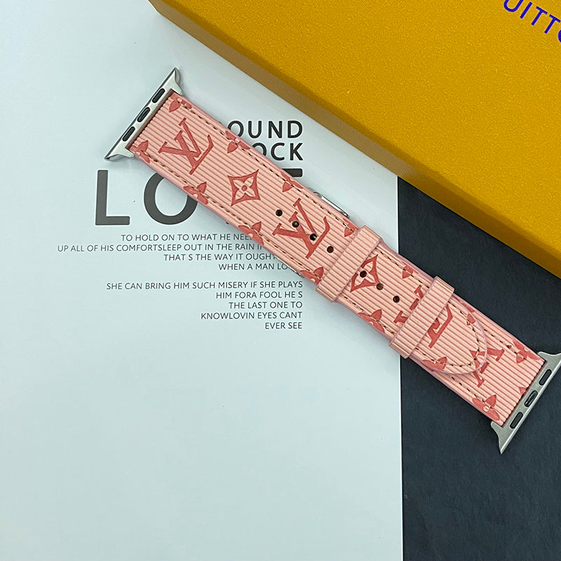 Pink Luxury Monogram Apple Watch Band Big Printing