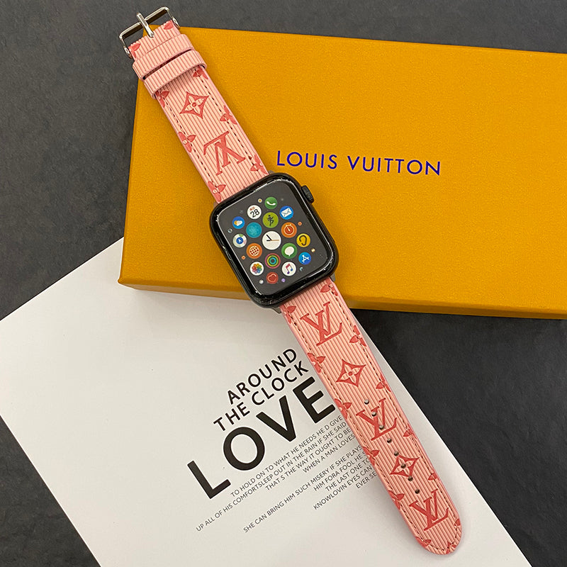 Pink Luxury Monogram Apple Watch Band Big Printing