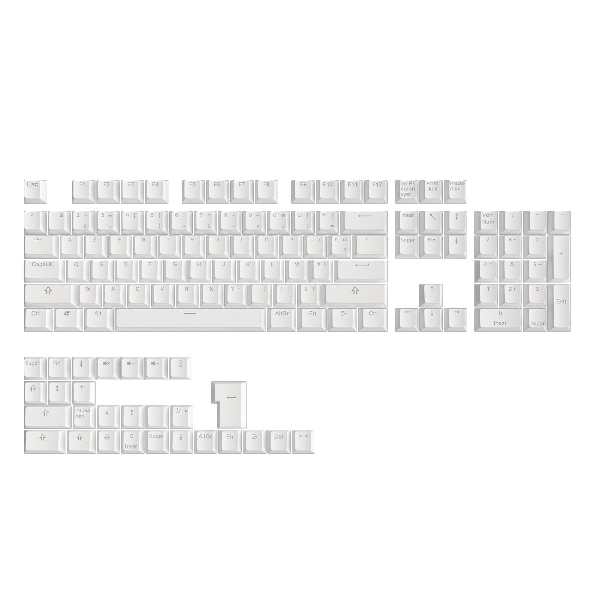French White Shine-Through Keycaps