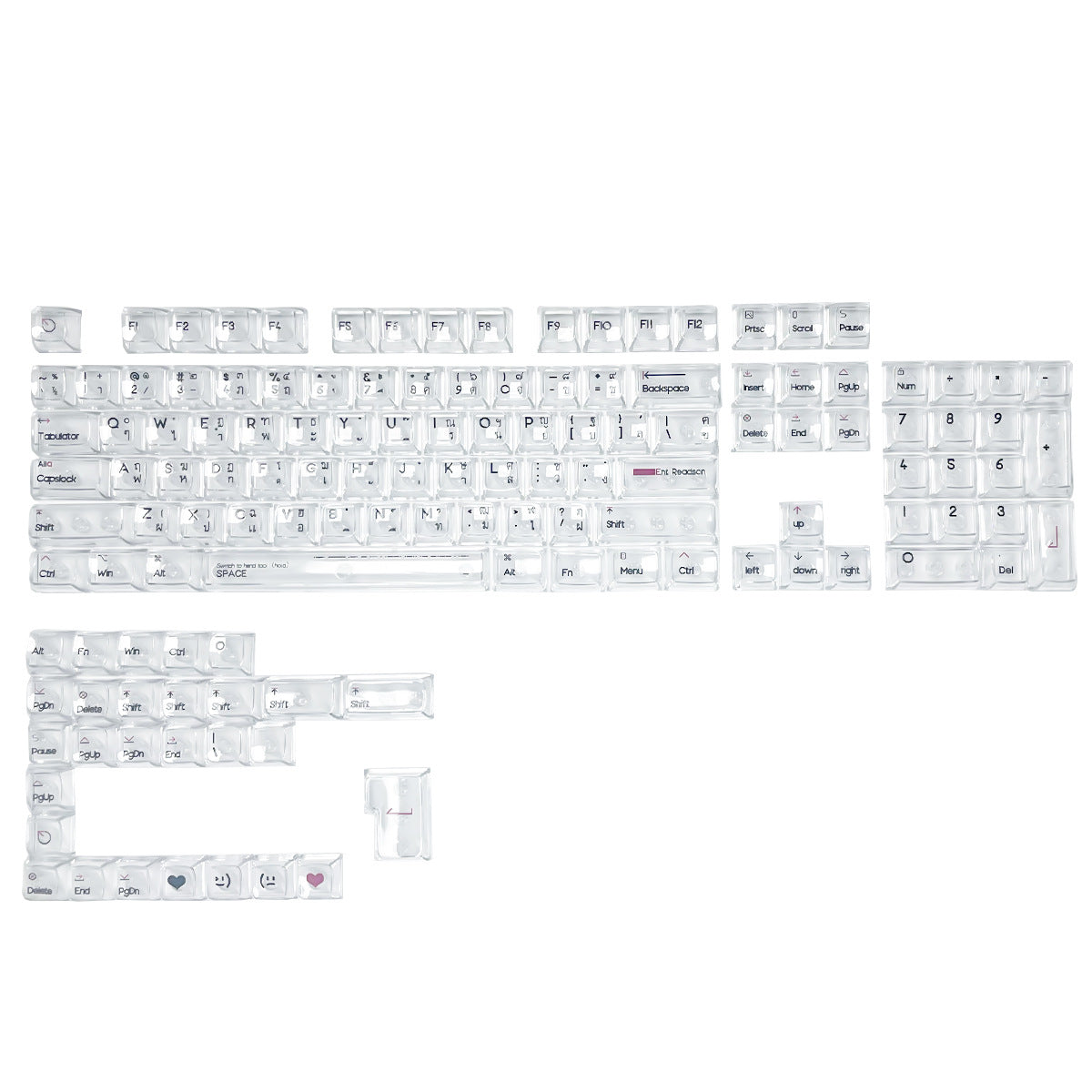 Thai White Transparent Keycaps
