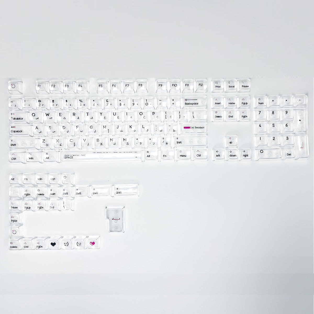 Arabic White Transparent Keycaps