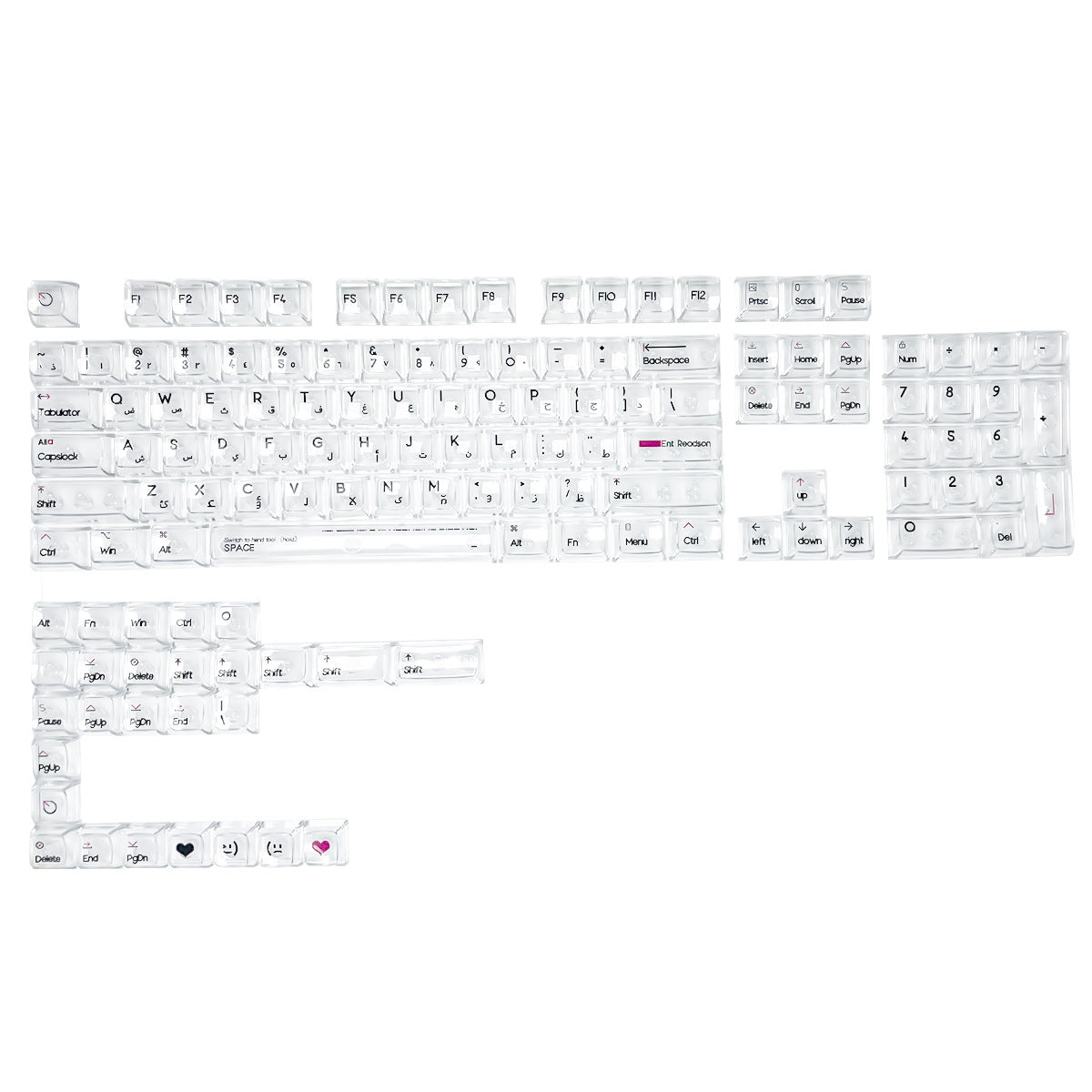 Arabic White Transparent Keycaps