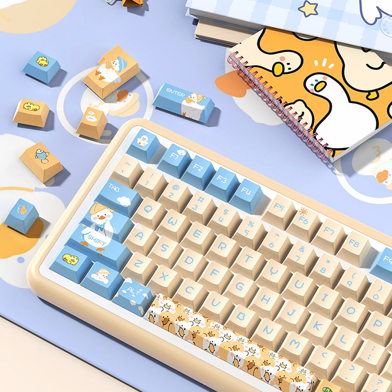 Cute Duck Cherry Profile Dye Sub PBT Anime Keycaps Set