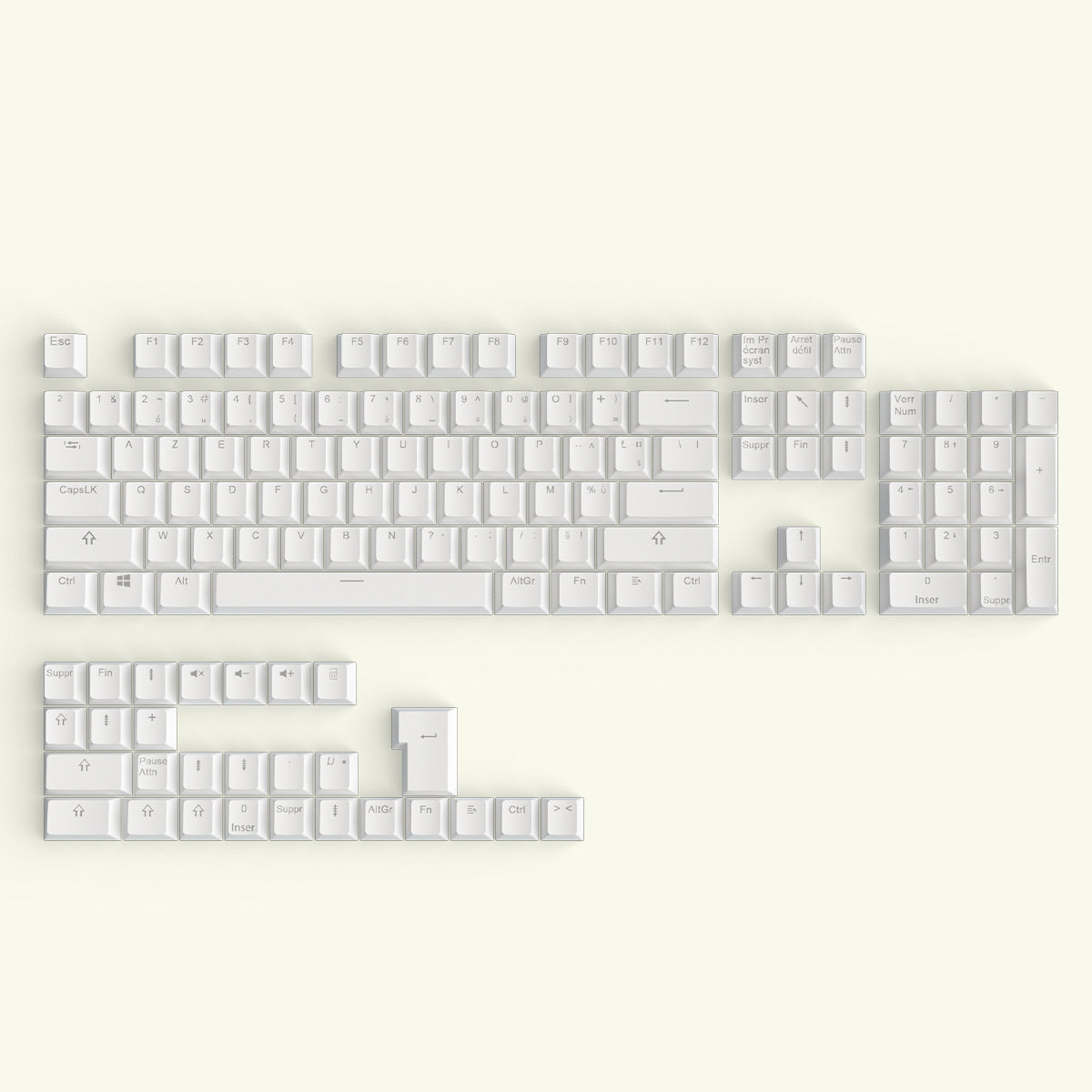 French White Shine-Through Keycaps