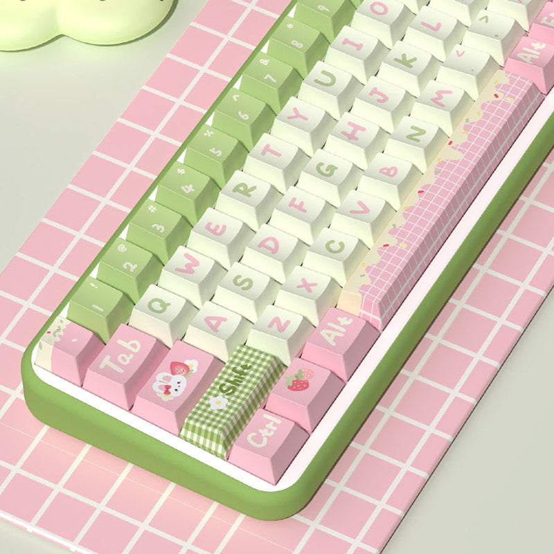 Strawberry Milk Bunny Cherry Profile Dye Sub PBT Keycap Set