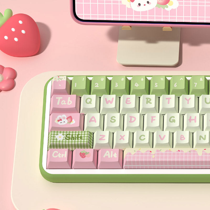 Strawberry Milk Bunny Cherry Profile Dye Sub PBT Keycap Set