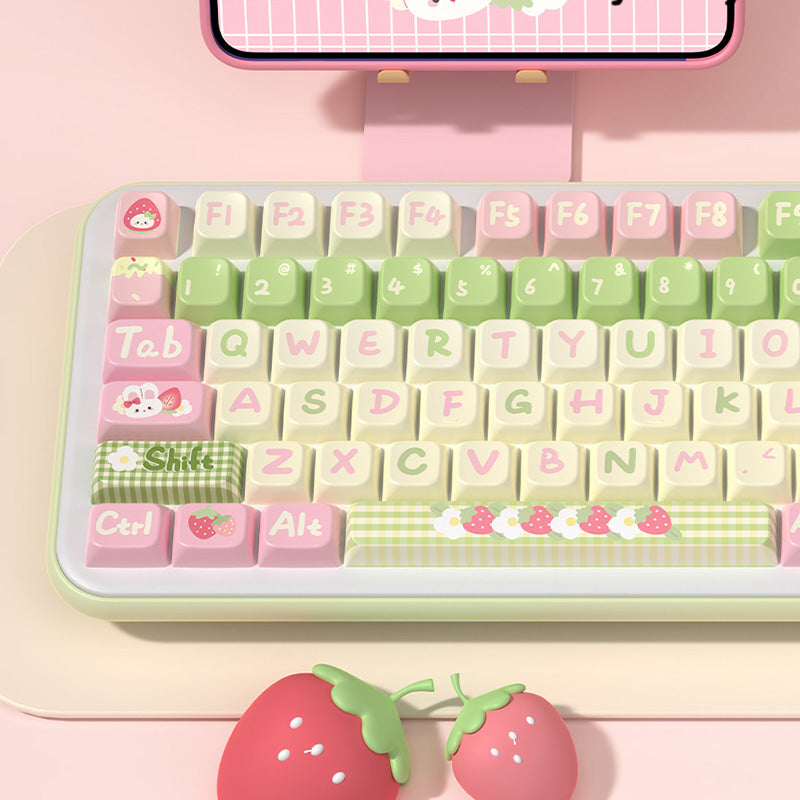 Strawberry Milk Bunny MDA Profile Dye Sub PBT Keycap Set