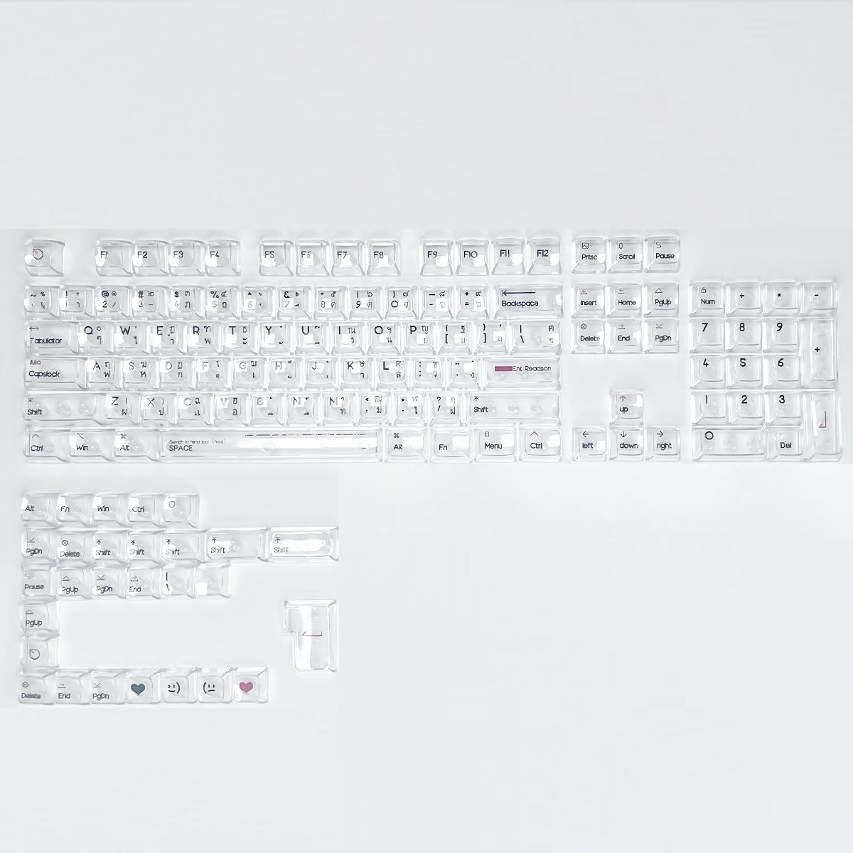 Thai White Transparent Keycaps
