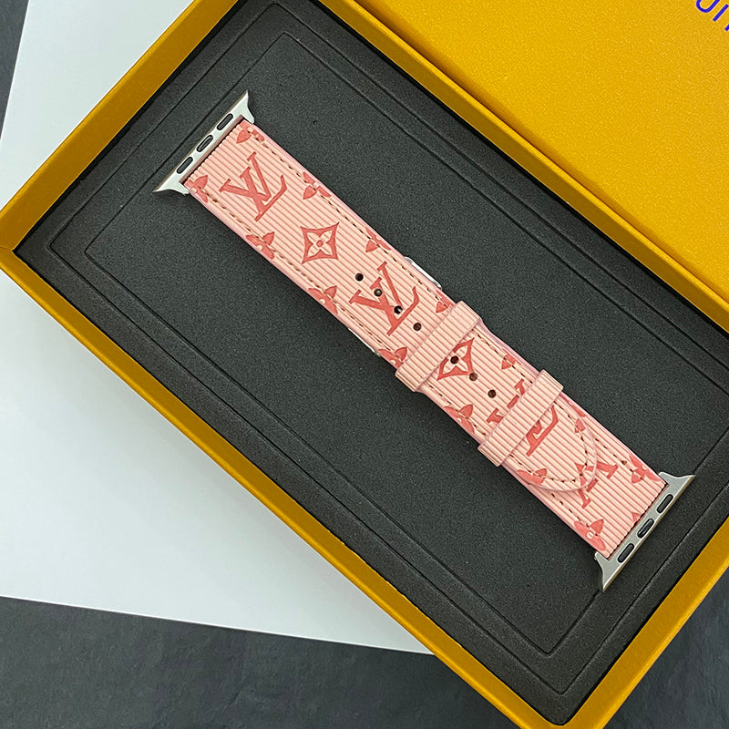 Pink Luxury Monogram Apple Watch Band Big Printing